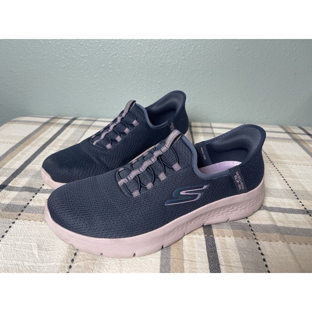 Skechers Womens Navy & Lavender Hands Free Slip Ins Sneakers US 10